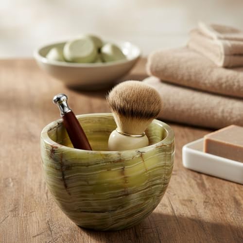 Radicaln Marble Shaving Bowl 3" Inch Green Onyx Handmade Soap Dish for Shaving Cream & Shave Soap, Barber Supplies Stone Bowl for Men¡¯s Grooming Accessories
