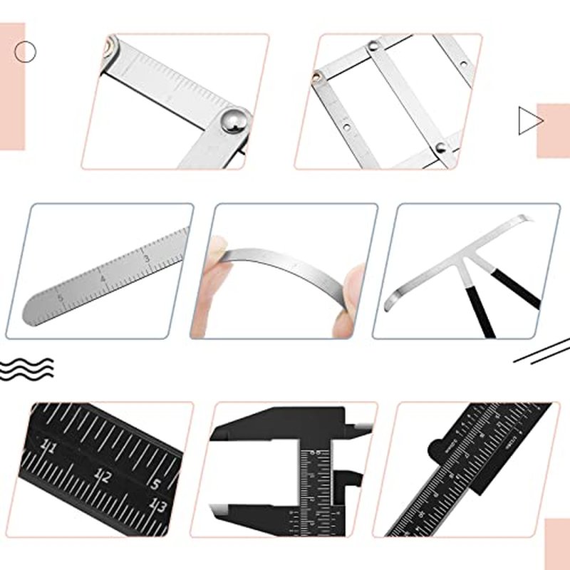 6 Pieces Eyebrow Measuring Ruler 3-point Positioning Permanent Makeup Symmetrical Tool Eyebrow Golden Ratio Caliper Ruler Microblading Gauge Ruler Measuring Tool for Eyebrow Brow Artists Makeup
