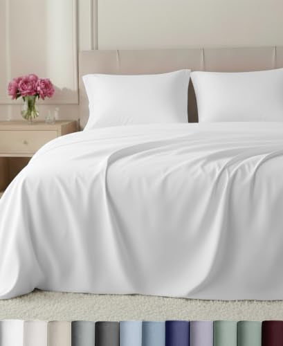 California Design Den Luxury 800TC Queen Bed Sheets Set Bright White