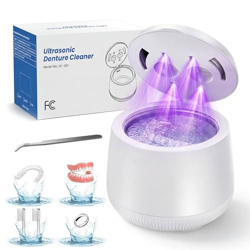 200ml Ultrasonic Retainer Cleaner Machine - White, 48kHz, 4 Modes