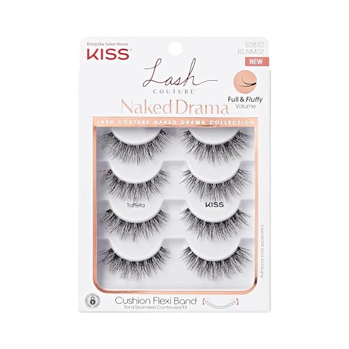 KISS Naked Drama, False Eyelashes, 'Multipack Taffeta', 14mm, Includes 4 Pairs Of Lashes, Easy to Apply, Reusable Lash Clusters