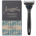 Jeremy's Razors for Men: Precision 5 Blade Razor - Stainless Blades, Lubricating Strip, Precision Trimmer - Men's Shaving Essentials Kit, Travel Shaver Face Body Head Shavers (1 Razor 1 Cartridge)