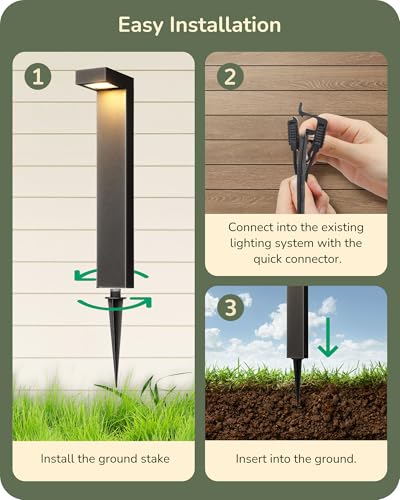 EDISHINE 4 Pack Low Voltage LED Pathway Lights Outdoor Landscape Lighting 85lm