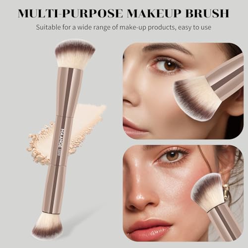 7pcs Double Sided Makeup Brush Set with Gold Handles - Contour Foundation Blending