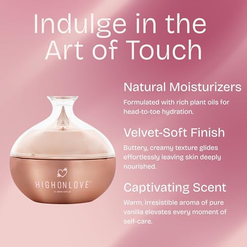 High On Love Moisturizing Body Butter - Formulated with Coconut Oil, Hemp Seed Oil & Shea Butter - Natural Body Lotion for Dry, Sensitive Skin (Lychee & Rose)