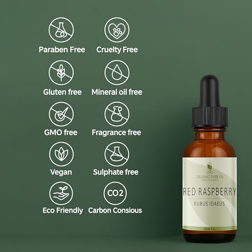 Red Raspberry Seed Oil - Organic Cold-Pressed Face & Body Moisturizer - 4 oz Glass Bottle & Dropper