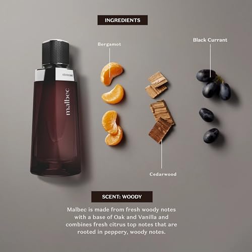 Malbec Classic Men's Cologne 3.4 oz - Original Wine-Inspired Scent, Long-Lasting EDT, Versatile for Everyday Wear