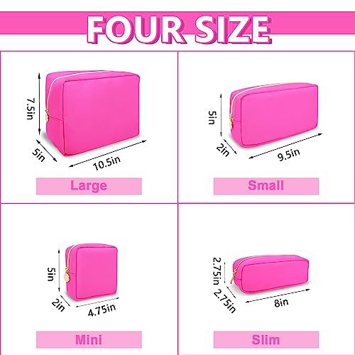 6 Pcs Waterproof Small Makeup Bag Pouch for Purse,Nylon Travel Toiletry Storage Bag Cute Preppy Cosmetic Bag for Women Girl,Durable Makeup Organizer Bag Skincare Bag Purse with Zipper for School