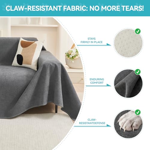 Pet Couch Protector Waterproof Anti-Slip Sofa Cover - 91x150 Dark Grey
