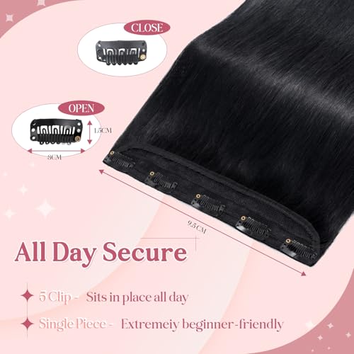 SEGOHAIR 18 Inch Clip In Hair Extensions #01 Jet Black Remy Human Hair Long Straight