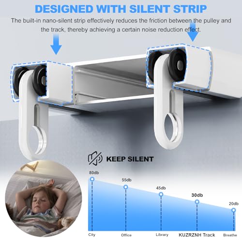 KUZRZNH Double Row Ceiling Curtain Track System White 2.8m (9.2ft)