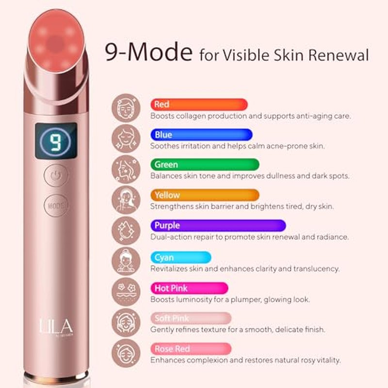 9-in-1 Glow Booster with Digital Display,Portable Facial Skin Care Device, Rose Pink Beauty Tool for Glass Skin Treatment,Rechargeable Real Glass Glow Beauty Massager with Multiple Light Modes