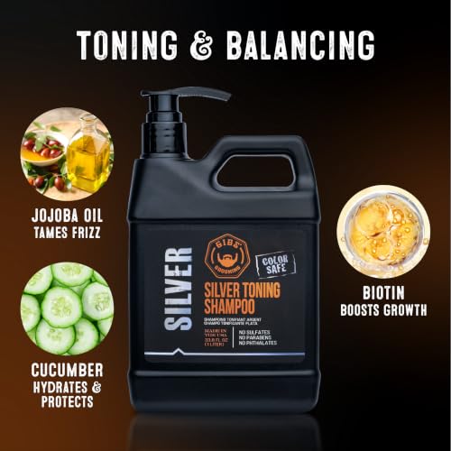GIBS Grooming Silver Toning Shampoo Vanilla - 33.8 oz, Sulfate & Paraben Free