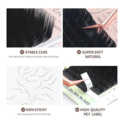 L/L+/LC/LD/LU(M) Curl Individual Eyelash Extension Natural Synthetic Mink Matte Black False Lashes Extension Faux Cils Maquillage (L Curl, 0.07 8-15mm Mix)