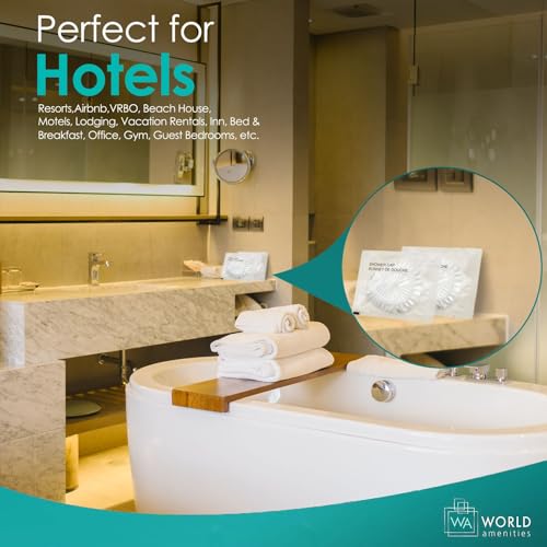 World Amenities Waterproof Shower Cap (Clear Frosted Sachet), Travel Size Hotel Amenities, Airbnb