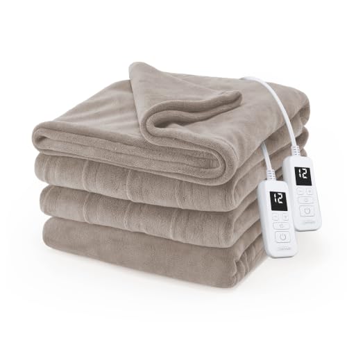Sunbeam Electric Heated Blanket King Microplush Beige - Mushroom Variation