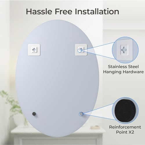 USHOWER Frameless Oval Bathroom Mirror 20x28 Inch Over Sink - Modern Design Variation: Frameless-Oval 20L x 28W