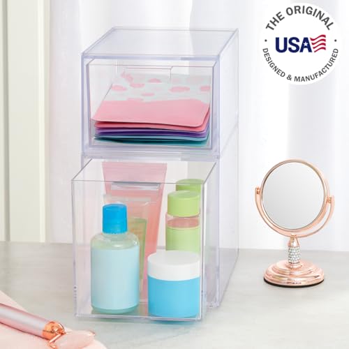STORi Clear Plastic Drawer Organizer Set - 4.5 and 6.75 Inch Tall, Multipurpose Cosmetics & Office Storage Bins