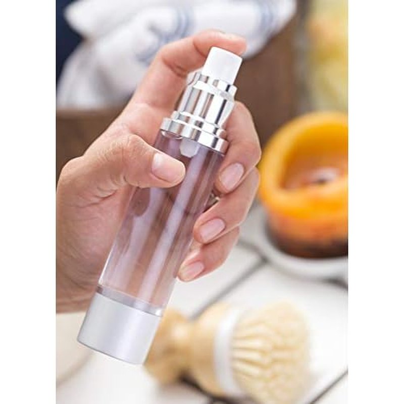 JUVITUS (2 Pack) 1.7 oz Acrylic Airless Spray Bottle Silver Matte Travel Storage