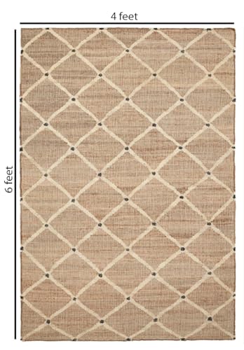 4x6 Hand Woven Jute Area Rug - Geometric Natural Home Decor