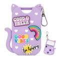 Silicone Case Holder Compatible with Hand Sanitizer Spray Touchland 1 fl oz, Cute Cat Ear Protective Case with Keychain & 4 Decorative Charms (Purple, 1P)