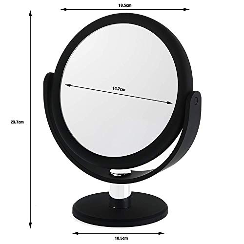 Danielle Creations 6.75-Inch Portable Two-Sided Vanity Round Vanity Makeup Mirror, No-Slip Soft Touch with 360 Rotation, 12x Magnification, Midnight Matte Black