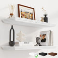 White 32-Inch Set of 2 Floating Shelves with Crown Molding - Rustic Wall Decor