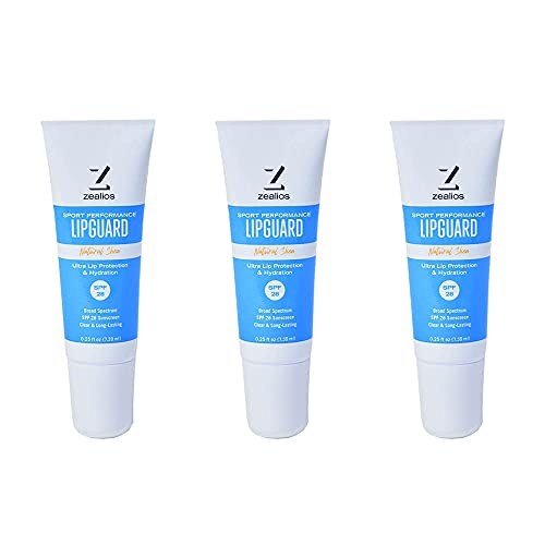 Zealios LipGuard Lip Balm 0.25 FL Oz Pack of 3 - SPF 28 UVA/UVB Protection - Hydrating Sunscreen Lip Balm for Dry and Cracked Lips - Paraben Free with Coconut & Jojoba Oils - Easy Lip Applicator