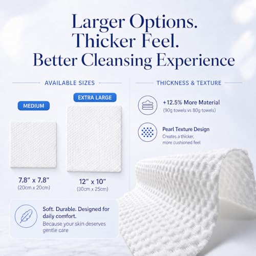 Disposable Face Towels - 240 Count, Thick, Soft, Eczema Friendly, Pack of 4 (60 Towels Each)