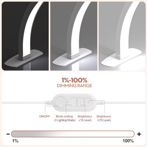 Foldable Half Moon Nail Desk Lamp with Phone Holder - Large White