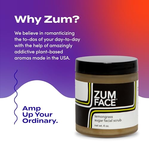 Zum Indigo Wild Lemongrass Sugar Facial Scrub 4 oz Pack of 2 - Gentle Exfoliator with Jojoba, Coconut & Olive Oils