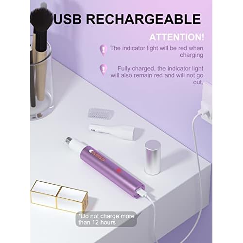 AHHFEI Rechargeable 5 in 1 Ear and Nose Hair Trimmer for Women, 2025 Professional Painless Eyebrow & Facial Hair Trimmer with Powerful Motor and Dual-Edge Blades Easy Cleansing