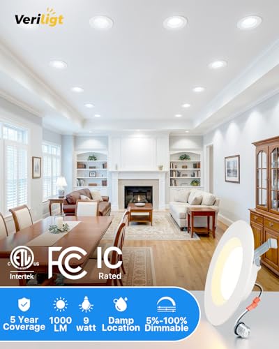 12 Pack 5/6 Inch LED Recessed Can Lights Dimmable 5 Color Temperatures