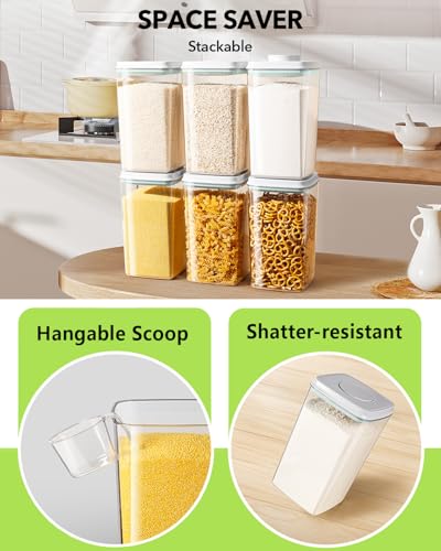 Ankou 4L Food Storage Containers with Pop Lid & Scoop Set - Stackable BPA-Free Pantry Organizer
