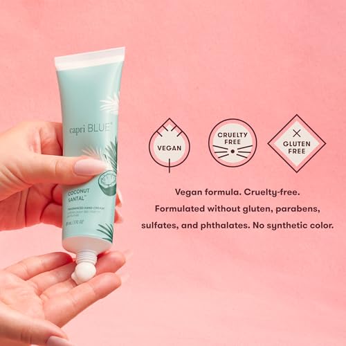Capri Blue Moisturizing Hand Cream Travel Size ? Flora Edit Collection ? Nourishing Hand Cream for Dry Cracked Hands with Jojoba Oil & Shea Butter ? Purse Essentials ? Skin Care (Coconut Santal, 3 oz)