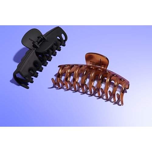 Gimme Beauty Thick Hair Claw Clips - Durable, No-Slip Design for Curly & Textured Hair - Made from Strong & Break-Resistant Recycled Plastic - Black & Tortoise