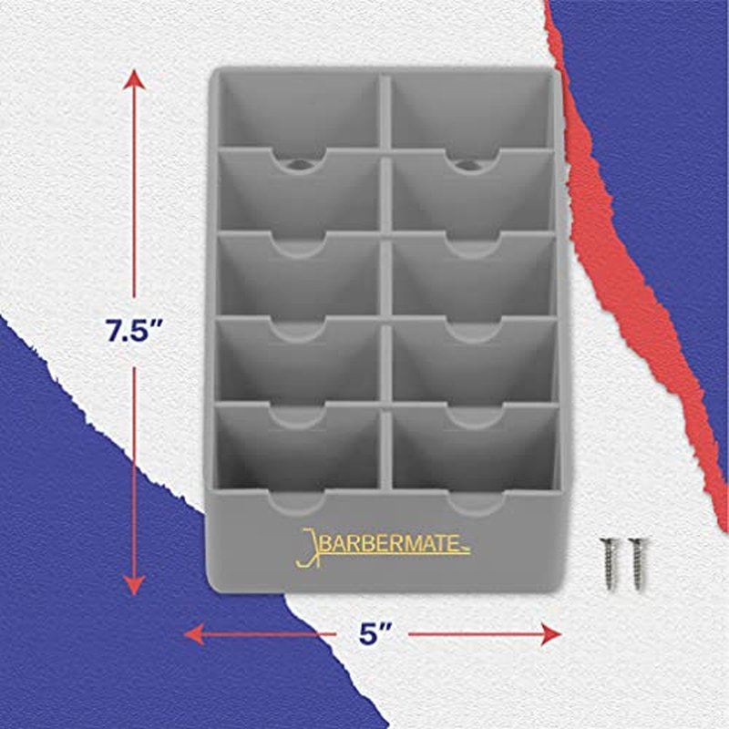 BarberMate¢ç Blade Rack Storage Tray - Holds 10 Clipper Blades (Gray)