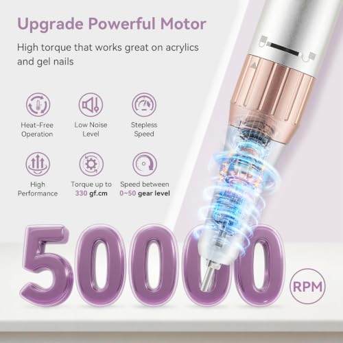 Cordless Electric Nail Drill 50000RPM Portable Salon-Grade Nail File Kit