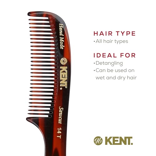 Kent 14T Wide Tooth Hair Detangling Comb - 3 Pack for Wet & Dry Hair
