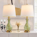 Oneach 22-Inch Green Glass Table Lamp with Fairy Lights and USB Charging - Nightstand Accent Light - Variation of THIS listing