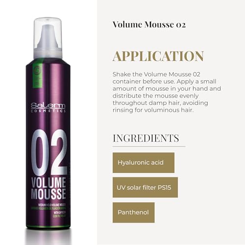 Volume Mousse for Fine Hair with Hyaluronic Acid - 405ml, Color Protection, Hydration & Elasticity