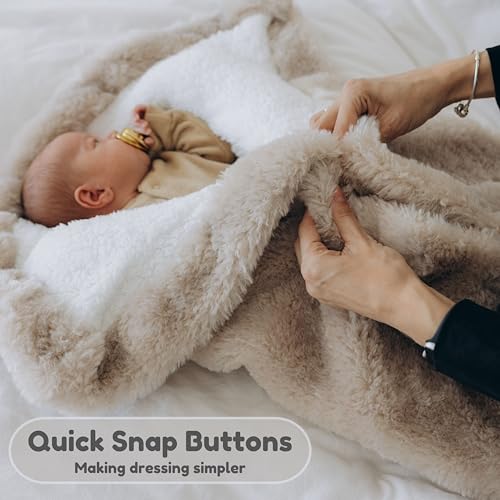 Baby Swaddle Blanket 0-6 Months Beige Ultra-Soft Fleece Winter Wrap Bebeezoo