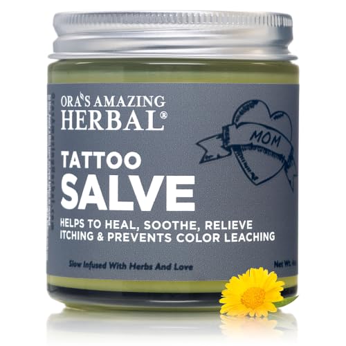 Natural Tattoo Salve 4 oz Pack of 1 - Moisturizing & Itch Soothing Balm, Petroleum-Free, Support Old & New Ink, USA Made