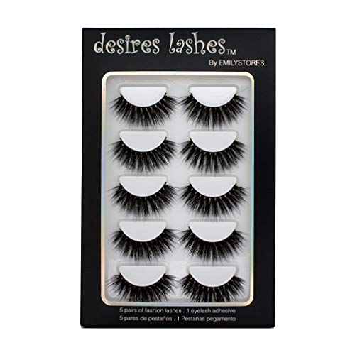 Natural Eyelashes 3D Faux-Mink Lashes Multipack 5Pairs, Texture