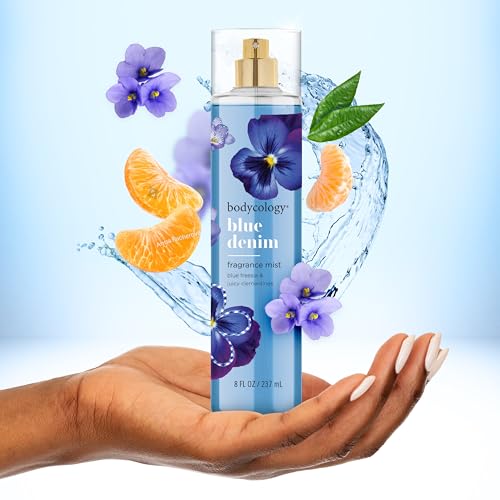Bodycology Blue Denim Fragrance Body Mist - Long-Lasting Floral & Fruity Scent, 8 fl oz (Pack of 2)