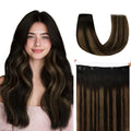 Hotbanana Invisible Wire Hair Extensions 12 Inch Balayage Natural Black to Chestnut Brown - 70g, Quick Wear & Reusable