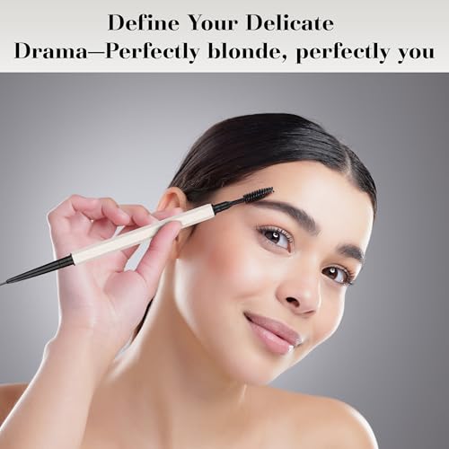 Eyebrow Pencil make Up for Women - Long-lasting and Waterproof Eyebrow Pencil by Lauren Cruz - Dual-Ended Eyebrow Pen with Micro-tip and Spoolie -Fuller Look Brow Pencil - Blonde