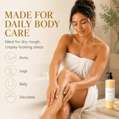 Bees Body Serum for Crepey Skin - Waterless Wet Skin Body Oil with Avocado, Castor, Coconut Oils & Shea Butter, 8 fl oz