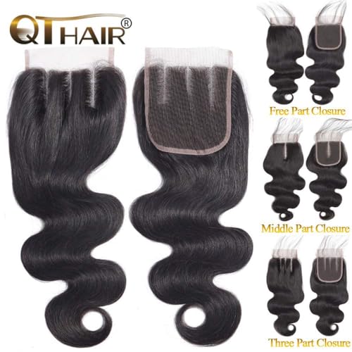 QTHAIR 18A 4x4 Body Wave HD Lace Closure (Natural Color, 10",3 Part)