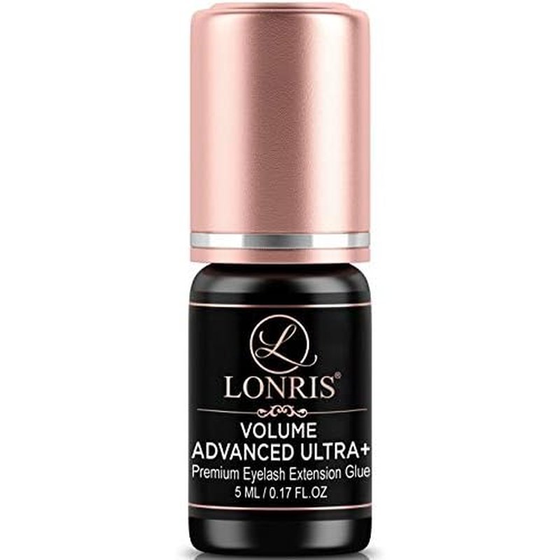 7-8 Weeks Retention/Eyelash Extension Glue Volume Advanced Ultra+ LONRIS Lash 5 ml/1-2 Sec Drying time/Maximum Bonding/Semi-Permanent Extensions Supplies/Professional Use Only Black Adhesive